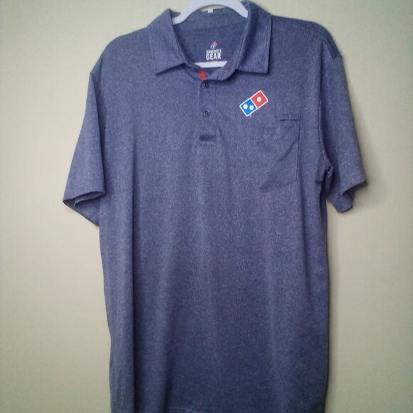 Domino's Pizza Polo Shirt M Men Short Sleeve Logo Pocket Gray - Picture 2 of 14